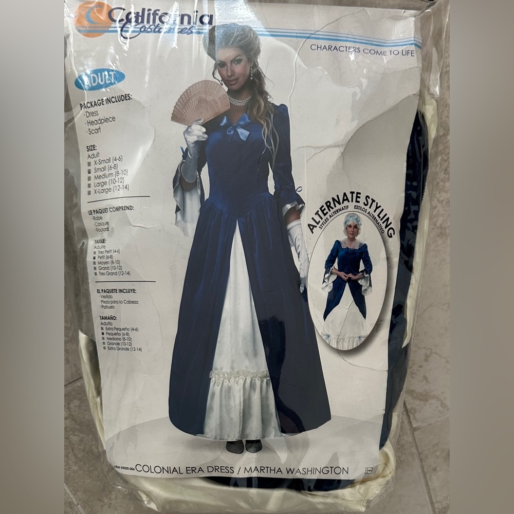 California Costumes Navy and White Colonial Era Dress
